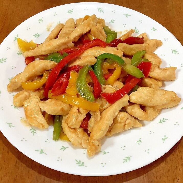 鶏胸肉で青椒肉絲